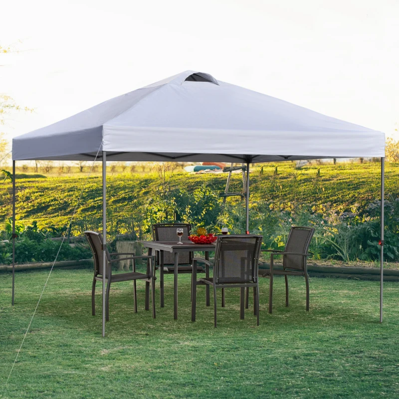 Outsunny 10' x 10' Pop Up Canopy Tent with Airy Top Vents and Wheeled Carry Bag for Outdoor, Garden, Patio, White