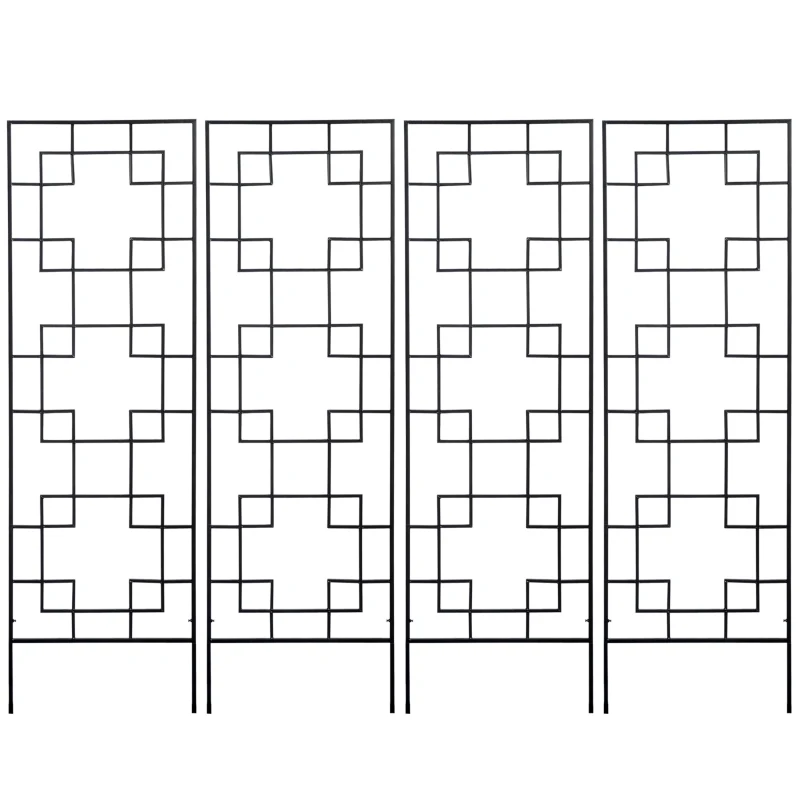 Outsunny 4 Pack Garden Trellis for Climbing Plants, Outdoor Metal Grid Panels for Roses, Vine Flower, Cucumber, Clematis, 72" Tall