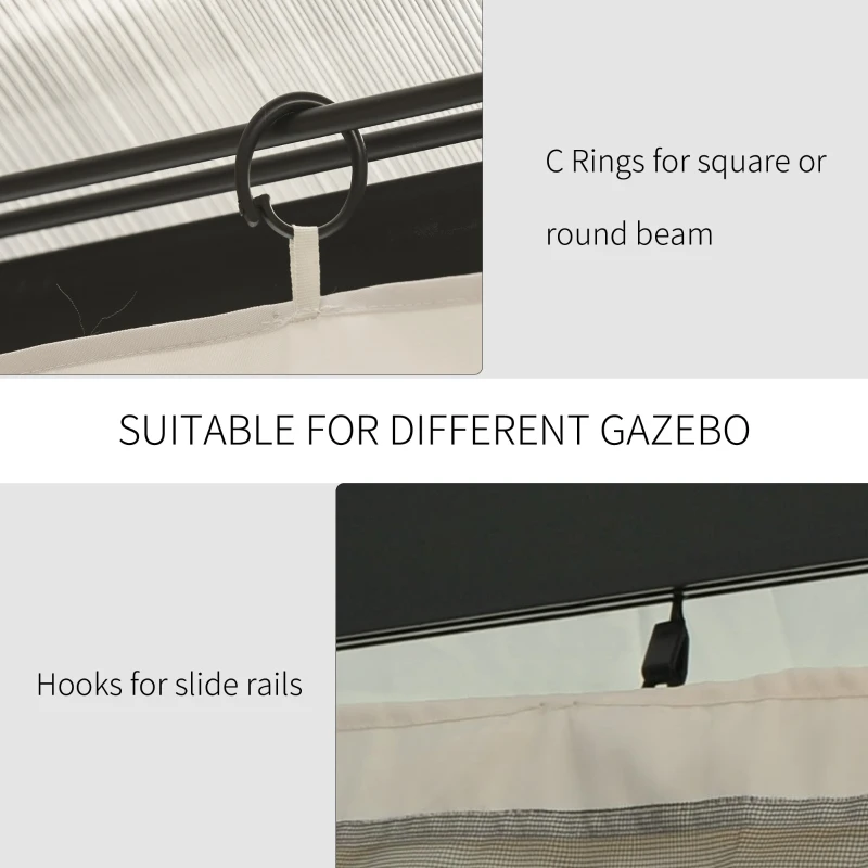 Outsunny 9.84' x 13.1' Gazebo Sidewall Set with Hooks/C-Rings, Beige