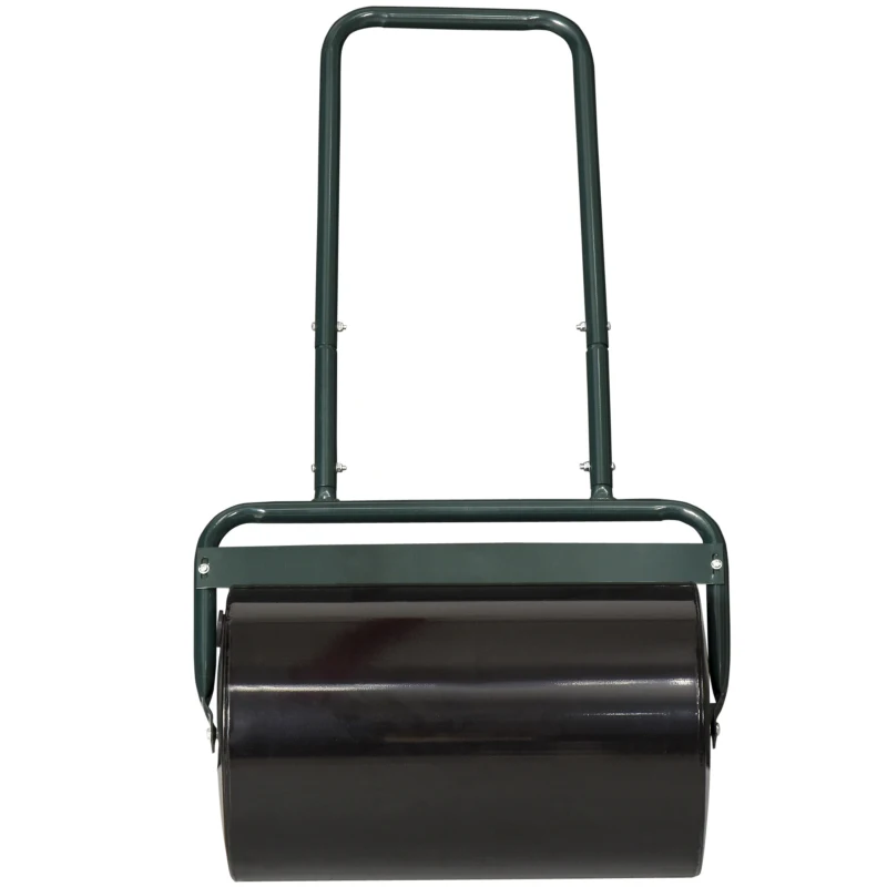 Outsunny 20-Inch Push/Tow Behind Lawn Roller Filled with 10 Gal Water or Sand for Flattening Sod in the Garden, Dark Green