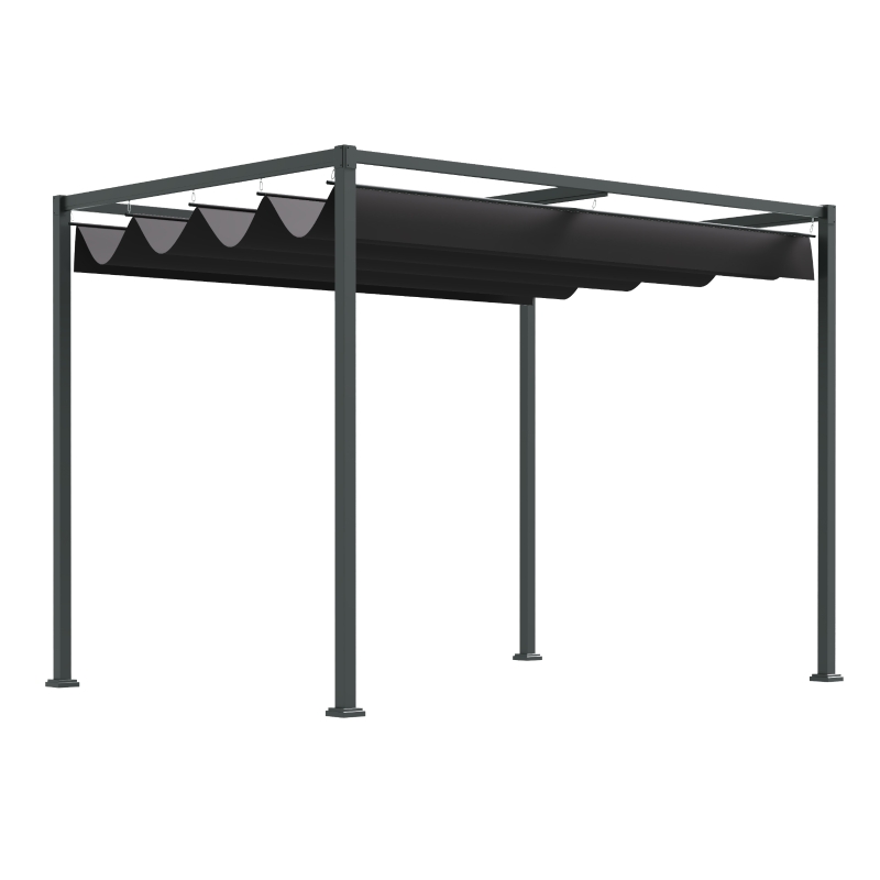Outsunny Pergola Shade 10x7 Patio Canopy, Elegant Modern Outdoor Shelter for Home Yard, Black