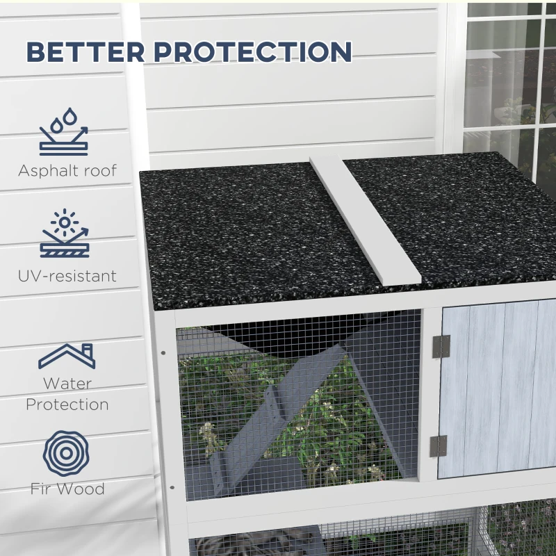 PawHut 34" L Catio Outdoor Cat Enclosure on Wheels with Hammock Multiple Platforms Resting Condo Ramps for 1-3 Cats, Grey