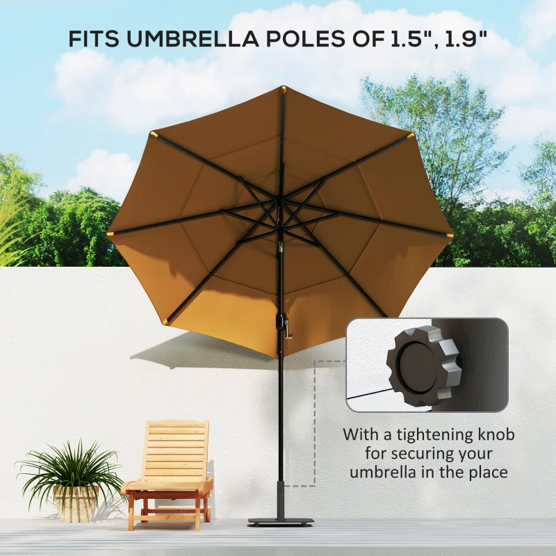 Outsunny Square Patio Umbrella Base, 29 lbs Metal Umbrella Stand Base with Adjustable Foot Pads, Heavy Duty Patio Umbrella Holder for 1.5"/1.9" Umbrella Poles for Outdoor, Lawn, Poolside, Black