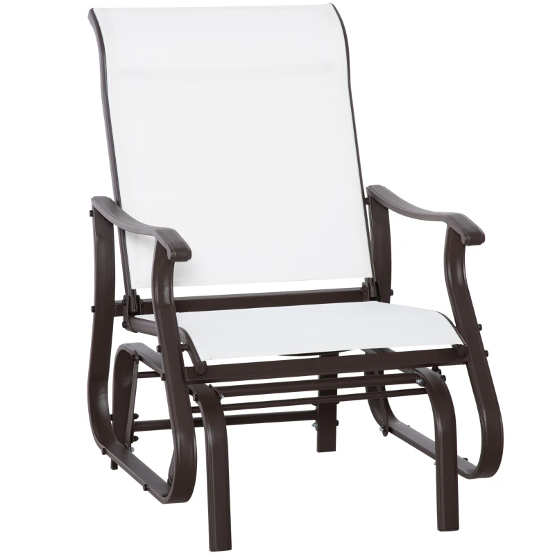 Outsunny Outdoor Glider Chair, Patio Glider with Steel Frame and Mesh Fabric, Garden Chair for Backyard, Garden, and Porch, Cream White