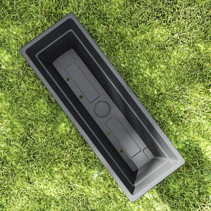 Outsunny Long Rectangular Flower Plant Pots, 7 Pack 23 Inches Window Boxes Planters for Windowsill, Garden, Black