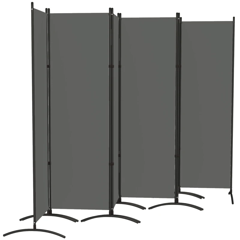 Outsunny 6 Panel Folding Room Divider, UV30+ Privacy Screen, Indoor Outdoor Privacy Panel with Stable Base, Dark Grey