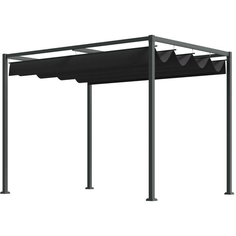 Outsunny Pergola Shade 10x7 Patio Canopy, Elegant Modern Outdoor Shelter for Home Yard, Black