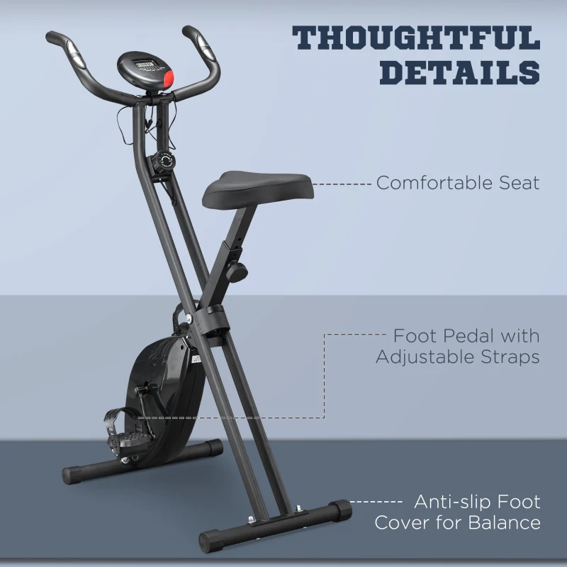 Soozier Foldable Exercise Bike Upright Fitness Bike 8-Level Resistance Cardio Workout