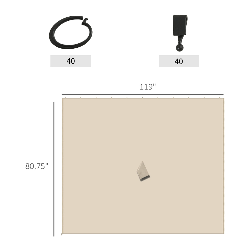 Outsunny 9.84' x 9.84' Gazebo Sidewall Set with Hooks/C-Rings, Beige