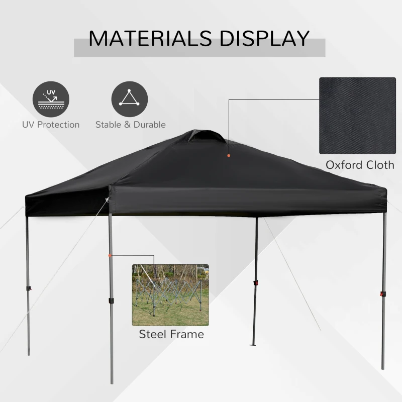 Outsunny 10' x 10' Pop Up Canopy Tent with Airy Top Vents and Wheeled Carry Bag for Outdoor, Garden, Patio, Black