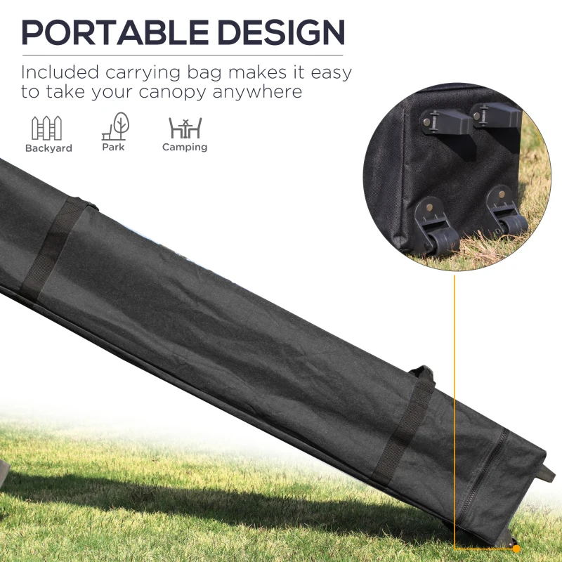 Outsunny 20' x 10' Folding Pop Up Canopy Tent with Sidewalls,  Windows, Weight Bags and Carrying Bag, White