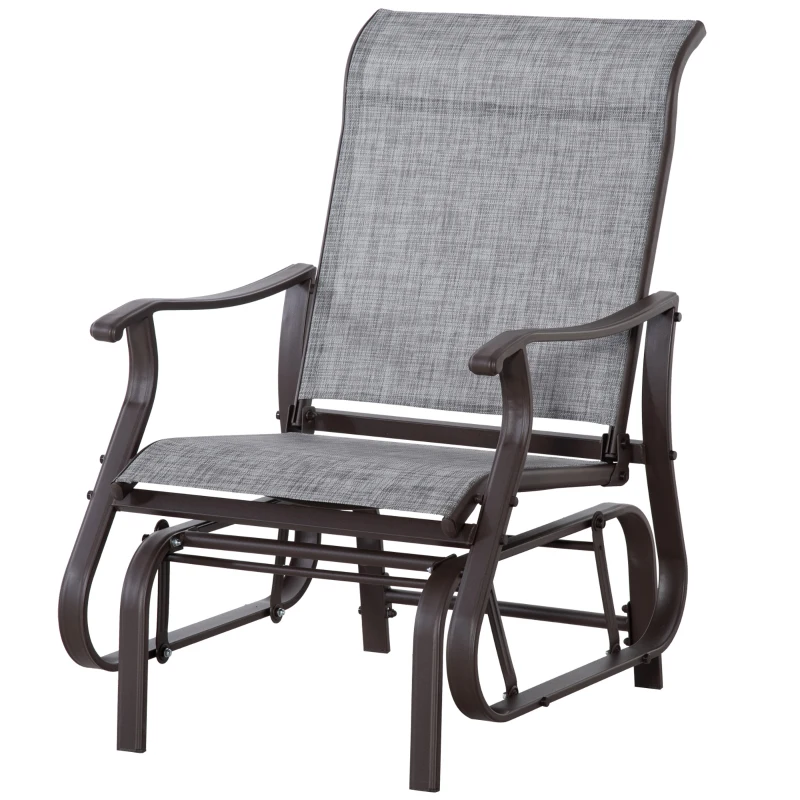 Outsunny Outdoor Glider Chair, Patio Glider with Steel Frame and Mesh Fabric, Garden Chair for Backyard, Garden, and Porch, Grey