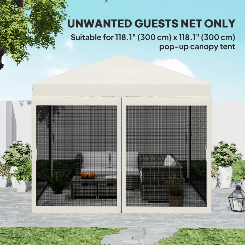 Outsunny Gazebo Mosquito Netting, Replacement Mosquito Netting with Zippers for 10' x 10' Pop-Up Canopy Tent (Mosquito Net Only)