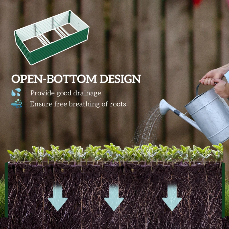 Outsunny 8' x 4' x 2' Raised Garden Bed, Galvanized Planter Box for Growing Flowers, Herbs and Vegetables, Green