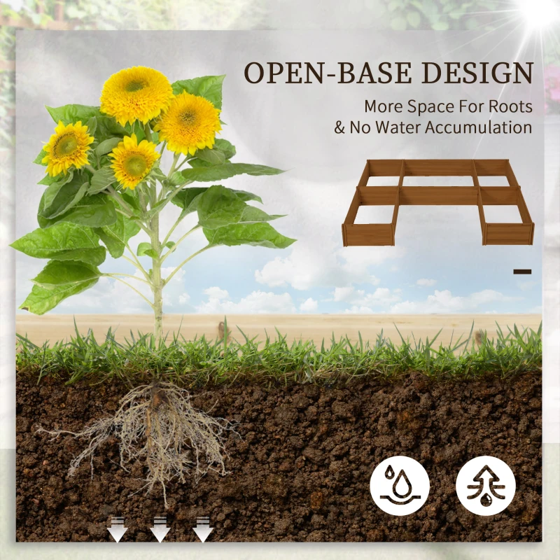 Outsunny DIY 5-box Garden Planter with Open Bottom for Outdoor Plants, Vegetables, Flowers, Herbs, Brown