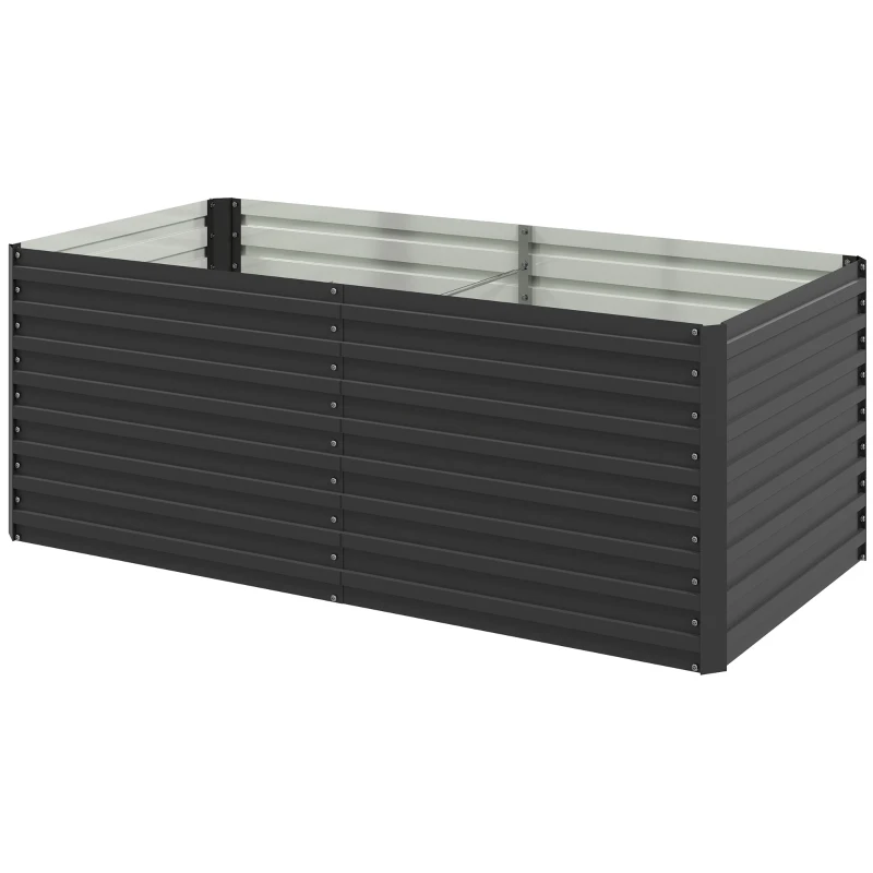 Outsunny 5' x 3' x 2' Raised Garden Bed, Galvanized Planter Box for Growing Flowers, Herbs and Vegetables, Dark Grey