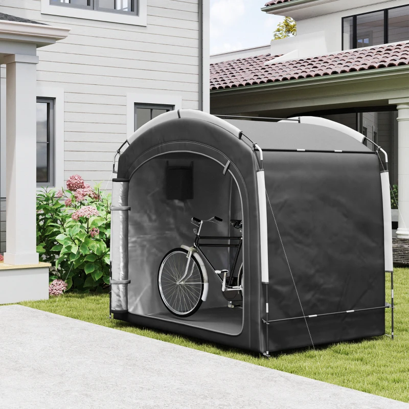 Outsunny Bike Storage Shed Tent, Portable and Waterproof with 210D Oxford Fabric and Carry Bag for 3-4 Bicycles, Black