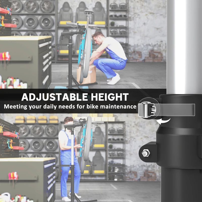 HOMCOM Bicycle Repair Stand Max 88 lbs, Bike Fixing Stand, Height Adjustable, Foldable and 360° Rotatable for Road Bike, Mountain Bike, E-Bike