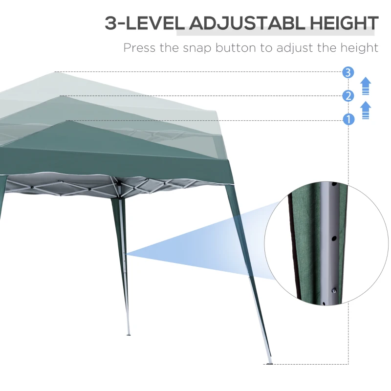 Outsunny 8' x 8' Pop Up Canopy, Outdoor Foldable Tent, Portable Canopy Tent with Carrying Bag for Camping, Party, Picnic, Green