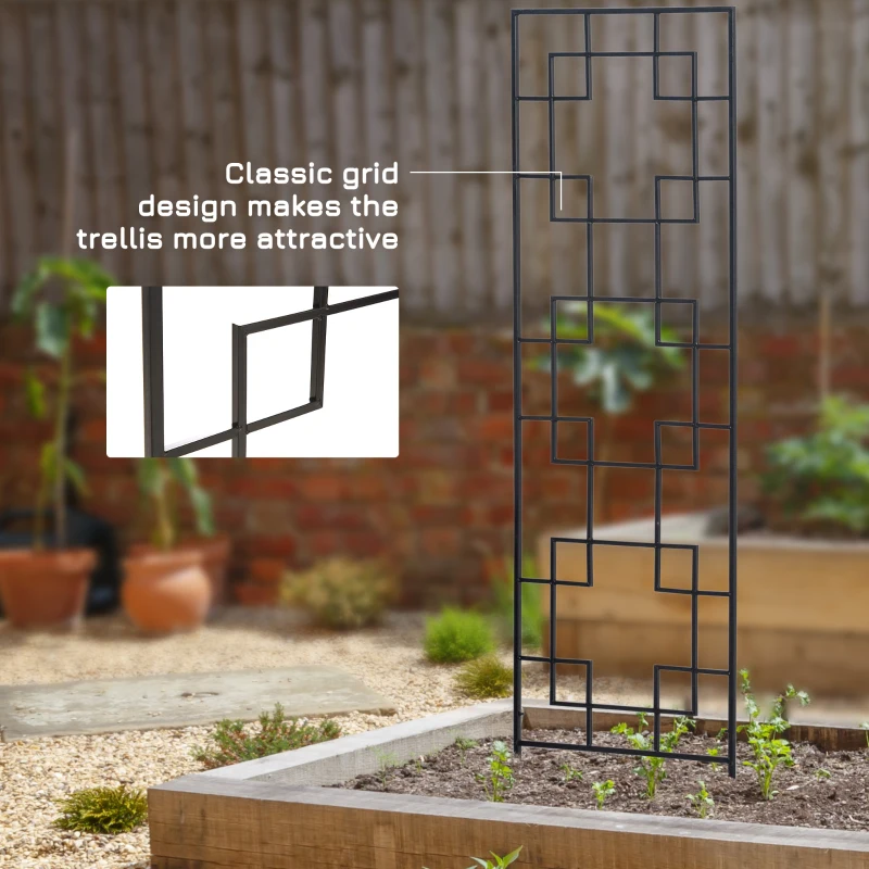Outsunny 4 Pack Garden Trellis for Climbing Plants, Outdoor Metal Grid Panels for Roses, Vine Flower, Cucumber, Clematis, 72" Tall