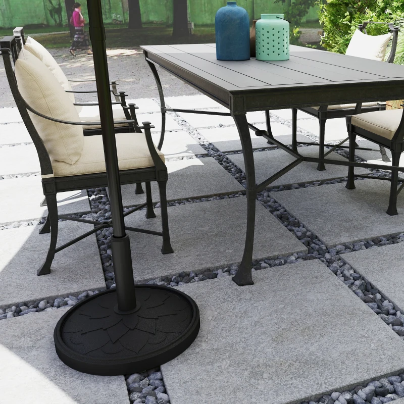 Outsunny Round Patio Umbrella Base, 26 lbs Resin Umbrella Stand Base, Heavy Duty Patio Umbrella Holder for 1.3"/1.5"/1.9" Umbrella Poles for Outdoor, Lawn, Poolside, Black