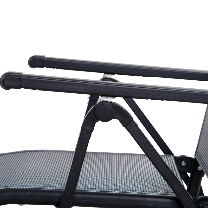 Outsunny 2 Piece Zero Gravity Chairs Set, Folding Recliners, Patio Loungers with 9 Level Adjustable Backrest, Lumbar Pillow for Outdoor, Patio, Deck, Poolside, Grey