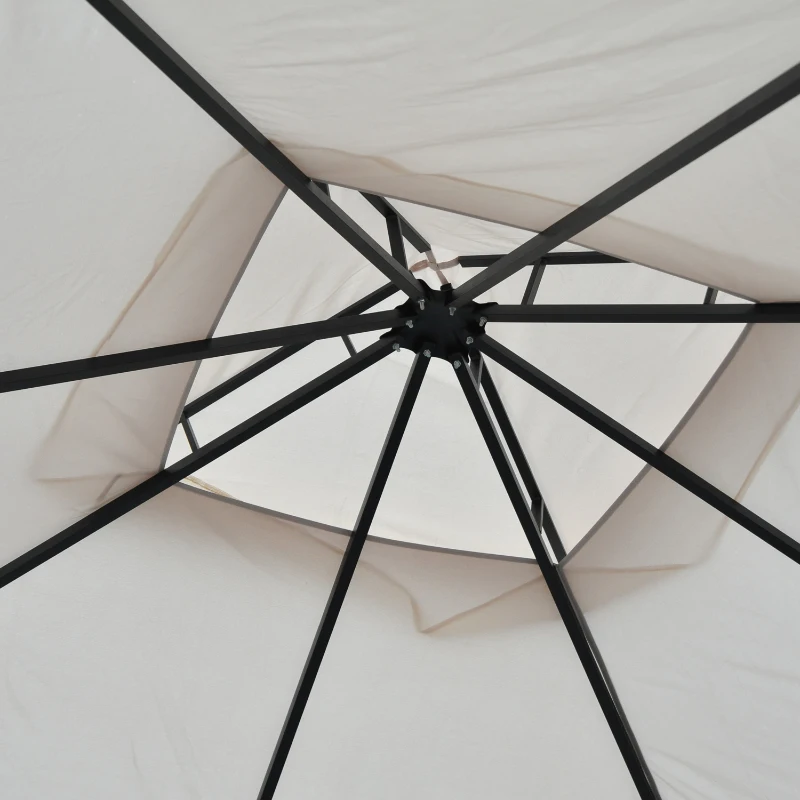 Outsunny 10' x 10' Patio Gazebo, Double Roof Outdoor Gazebo Canopy Shelter with Netting, Steel Corner Frame for Garden, Lawn, Backyard and Deck, Beige