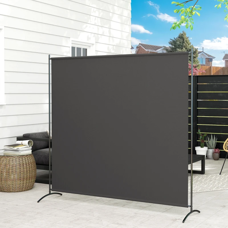 Outsunny Single Panel Room Divider, UV30+ Privacy Screen, Indoor Outdoor Privacy Panel with Stable Base, Dark Grey