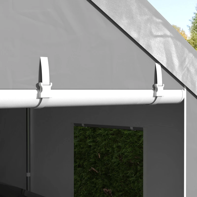 Outsunny 10' x 20' Carport, Heavy Duty Portable Garage with 6 Mesh Windows and 2Doors, Gey