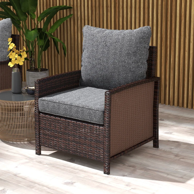 Outsunny 4-Piece Seat Cushion Pillows Replacement, Patio Chair Cushions Set with Back for Indoor Outdoor, Grey