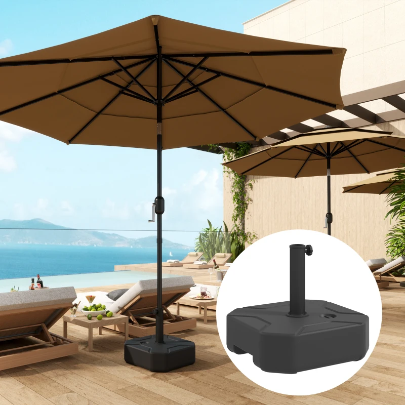 Outsunny Square Patio Umbrella Base Holder, Heavy Duty Outdoor Umbrella Stand Base, Filled Up to 55lbs with Stand or 44lbs with Water for Garden, Poolside, Black