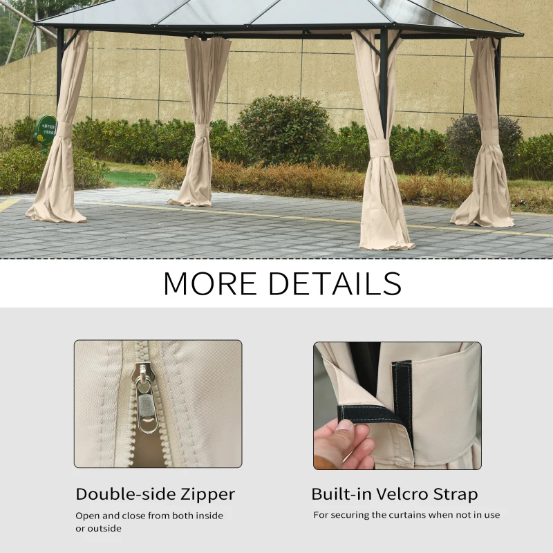 Outsunny 9.84' x 13.1' Gazebo Sidewall Set with Hooks/C-Rings, Beige