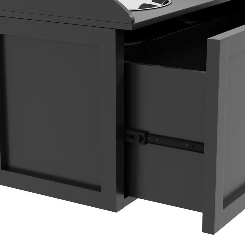 PawHut Elevated Dog Bowls Raised Pet Feeding Station with Storage 2 Stainless Steel Bowls, 23.6"x11.8" x14.2", Black