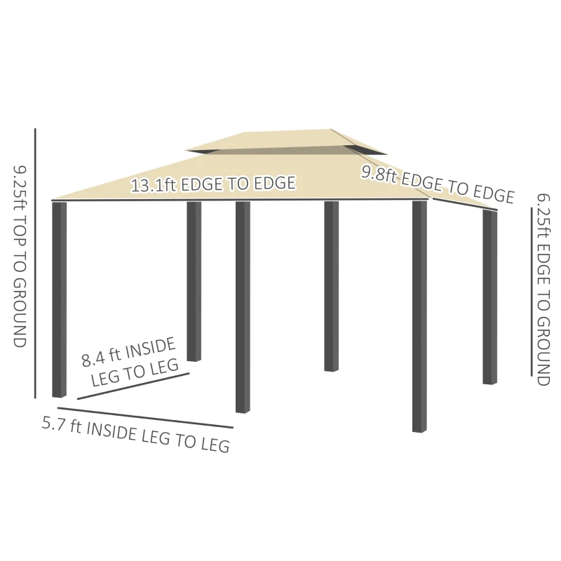 Outsunny 10' x 13' Patio Gazebo, Outdoor Gazebo Canopy Shelter with Curtains, Vented Roof, Steel Frame for Garden, Lawn, Backyard and Deck, Cream White