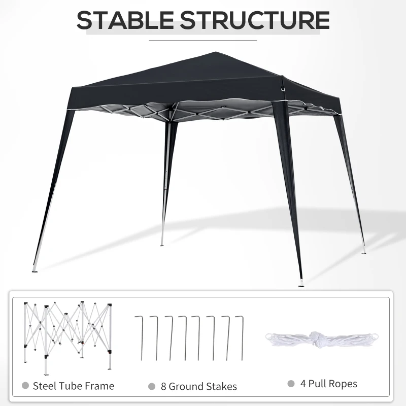 Outsunny 8' x 8' Pop Up Canopy, Outdoor Foldable Tent, Portable Canopy Tent with Carrying Bag for Camping, Party, Picnic, Black