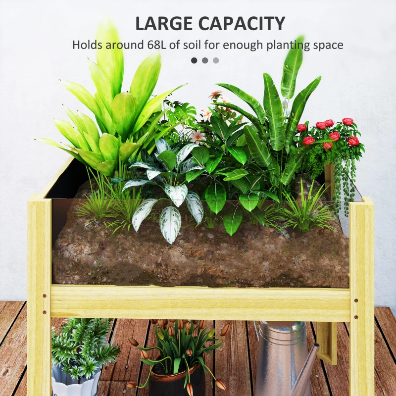 Outsunny Wooden Raised Garden Bed with Acrylic Panels, Raised Planter Box with Drainage Holes, 29.5" x 18.1" x 23.8"