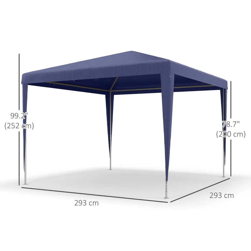 Outsunny 10x10ft Party Tent Portable Gazebo, Folding Garden Canopy Event Shelter Outdoor Sunshade Dark Blue