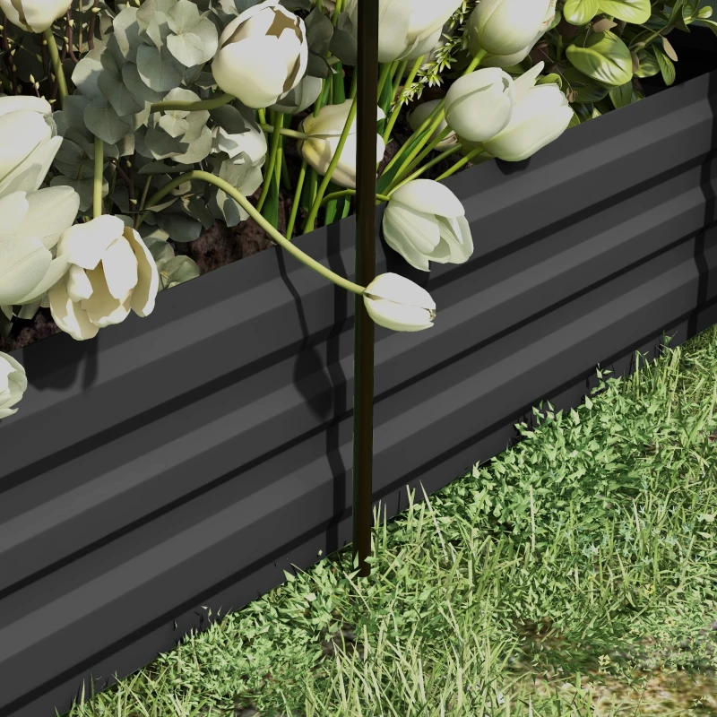 Outsunny Galvanized Steel Planter Box with Crop Cage and Shade Cloth, Raised Garden Bed for Flowers, Veggies and Herbs, Gray