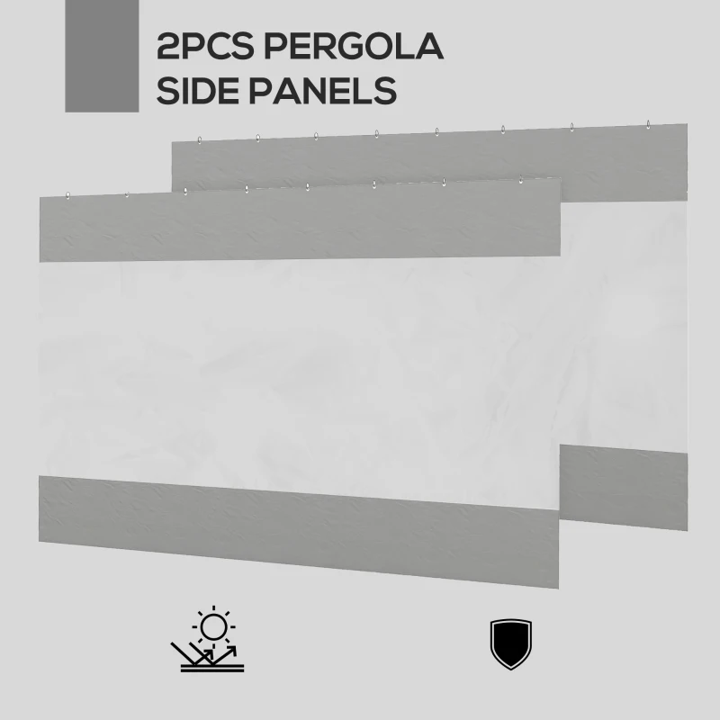 Outsunny Pergola Gazebo Curtains for 10' x 10' Pergola, 2 Pack Side Panels Replacement with Large Windows and Doors