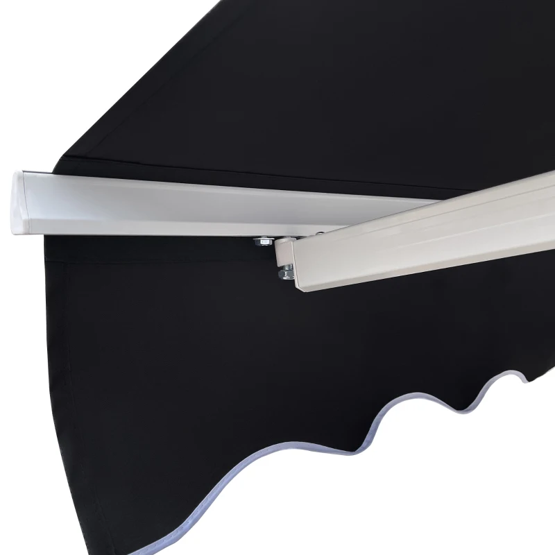 Outsunny 8'x7' Patio Awning Manual Retractable Sun Shade Outdoor Deck Canopy Shelter, Black
