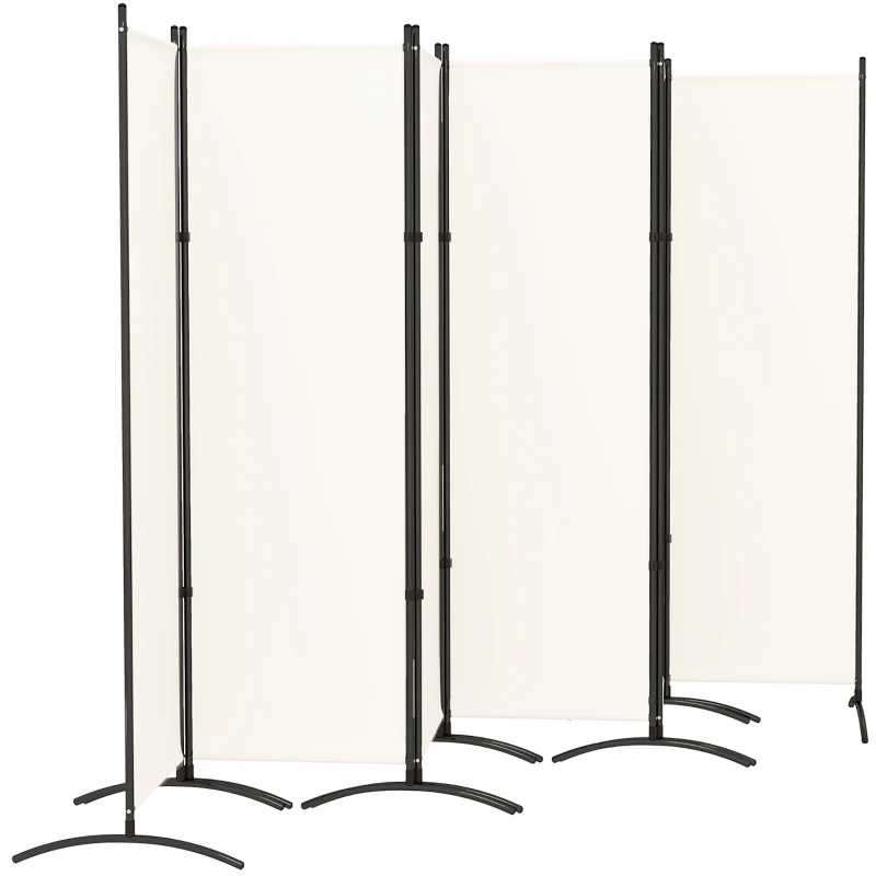 Outsunny 6 Panel Folding Room Divider, UV30+ Privacy Screen, Indoor Outdoor Privacy Panel with Stable Base, Beige