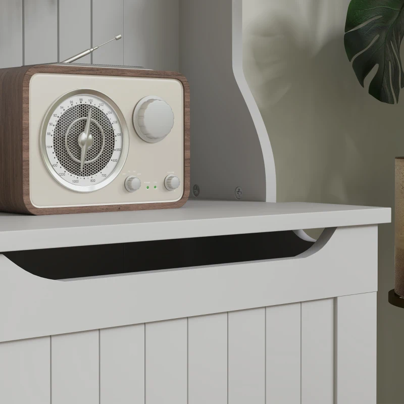 HOMCOM 3-In-1 Entryway Bench with LED Lights and Coat Rack, Hall Tree with Bench and Shoe Storage, 5 Hooks for Hallway Gray