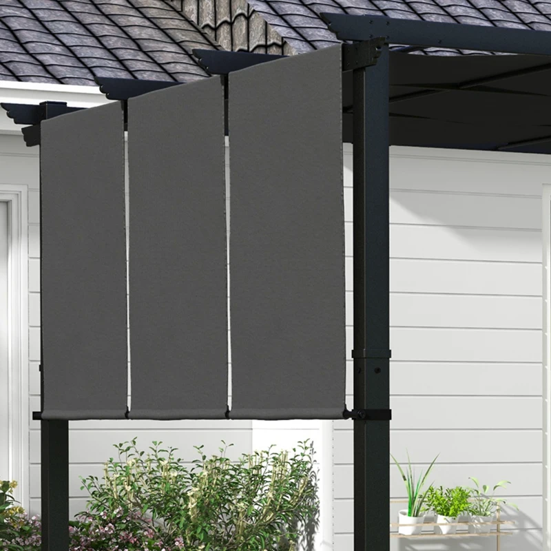 Outsunny 10' x 10' Metal Pergola, Outdoor Pergola with Retractable Canopy, for Garden, Patio, Backyard, Deck, Charcoal Grey