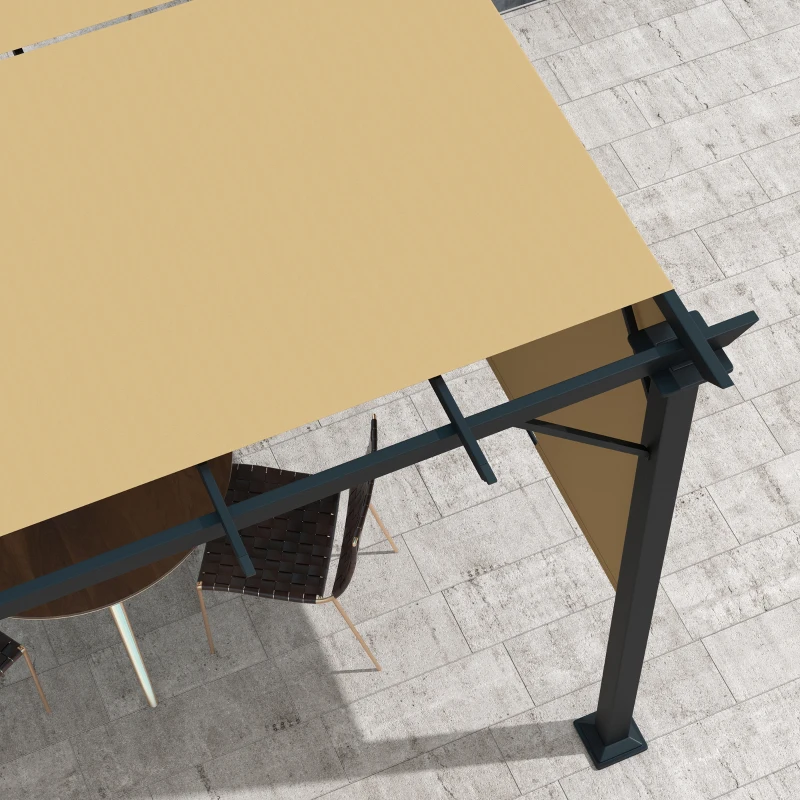 Outsunny 10' x 10' Retractable Pergola Canopy for Backyard, Brown