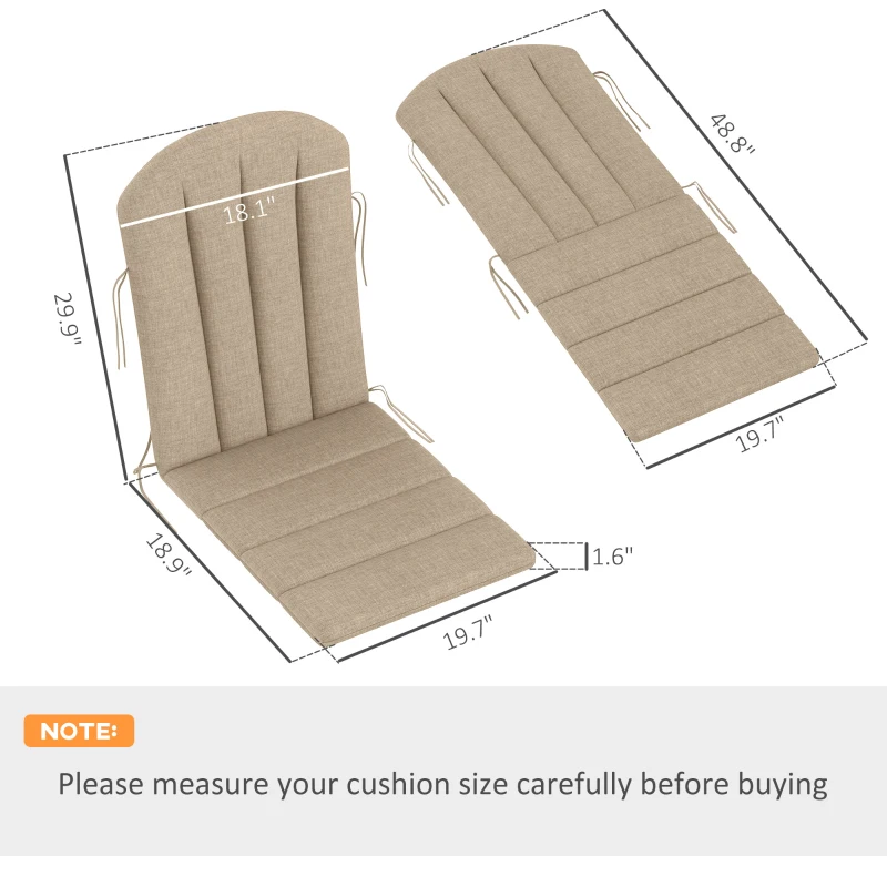 Outsunny Set of 4 Outdoor Chair Cushions, High Back Adirondack Chair Cushion with Ties, High-Density Foam, Beige