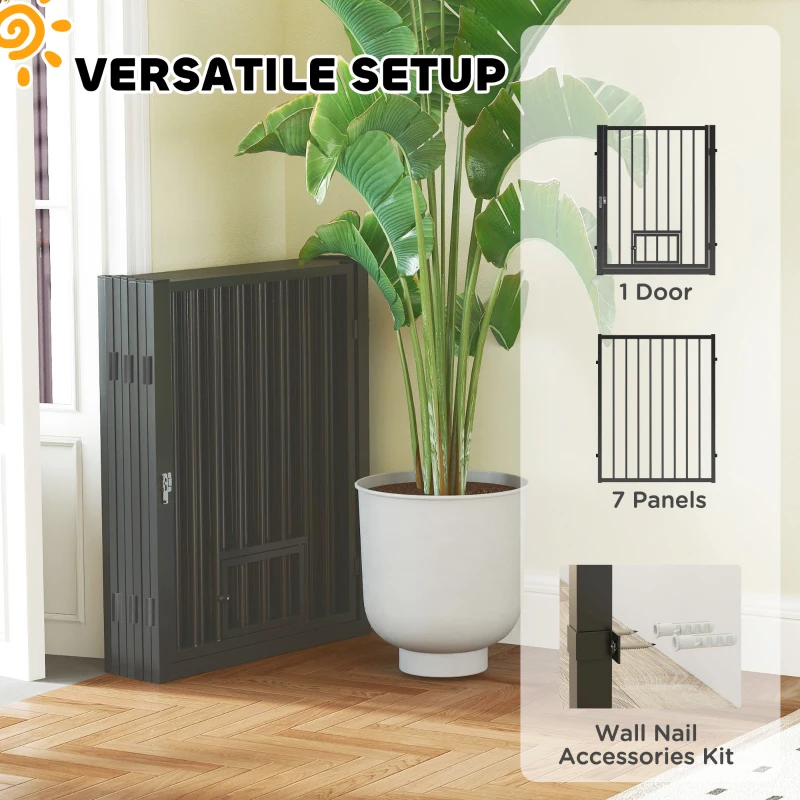 PawHut 8 Panels Dog Playpen, Foldable Portable Pet Playpen with Door, for Small & Medium Dogs, 30"H