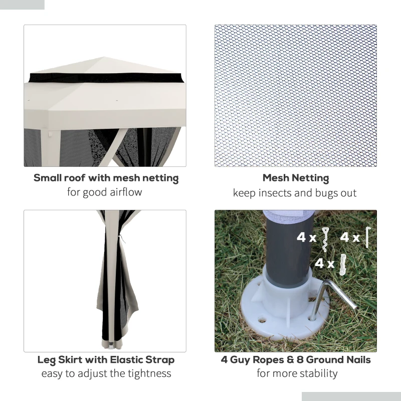 Outsunny 10' x 10' Outdoor Canopy Tent Party Tent with Mesh Netting and Double Tier Roof for Backyard, Garden, Patio, Cream White