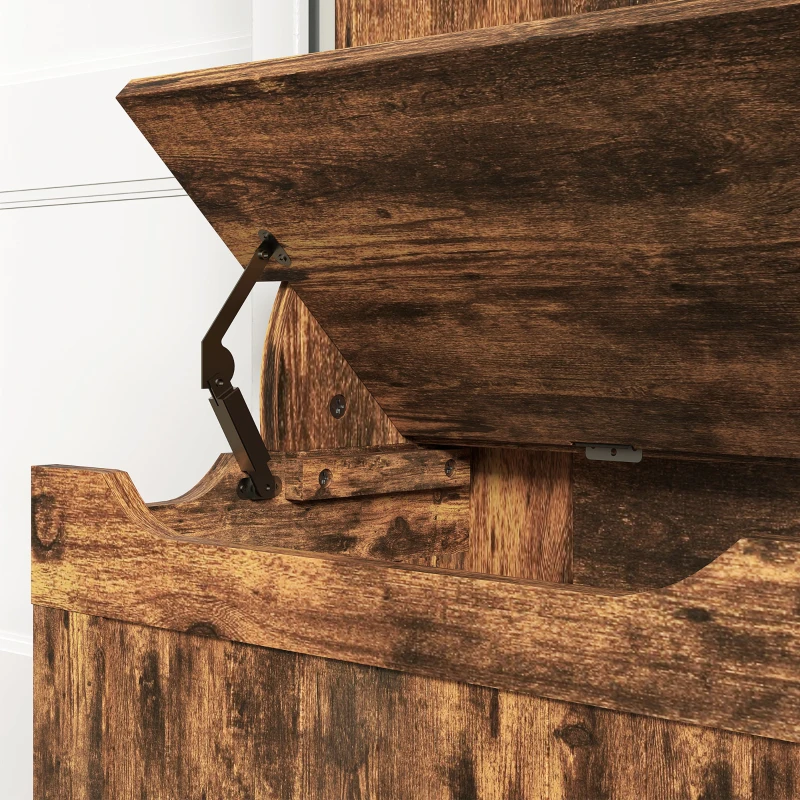 HOMCOM 3-In-1 Entryway Bench with Coat Rack, Hall Tree with Bench and Shoe Storage, 5 Hooks for Hallway Rustic Brown