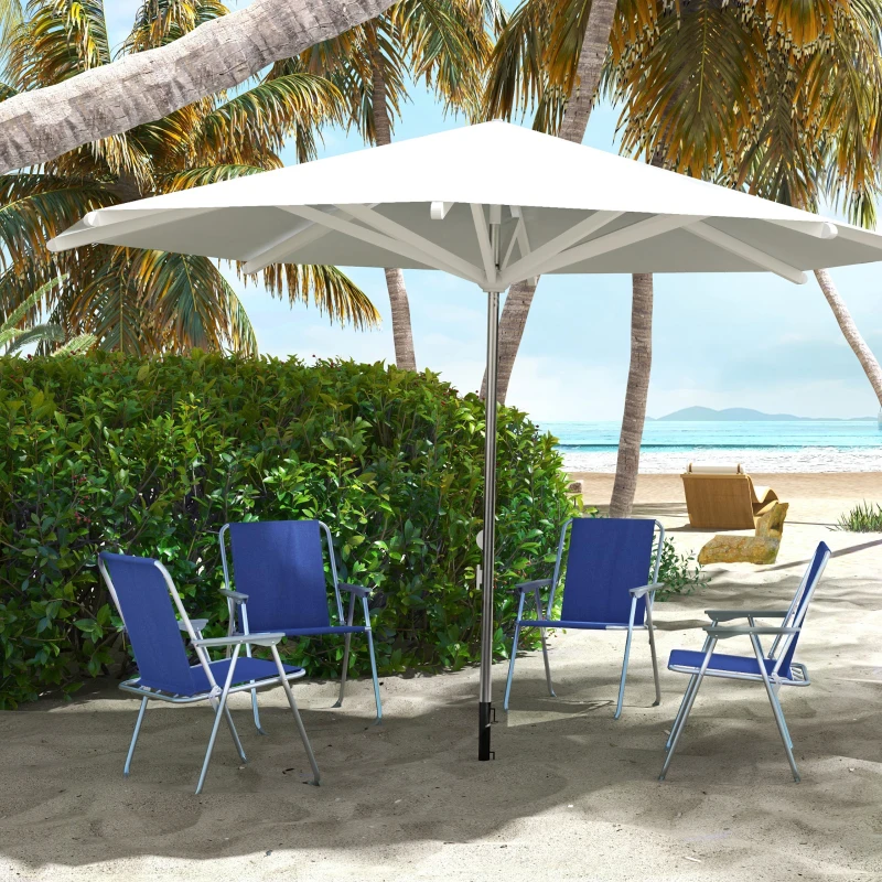 Outsunny 4 Pack Outdoor Folding Chair Set, Portable Camping Chairs with Armrest, Oxford Fabric Seat, Outdoor Chairs, Dark Blue