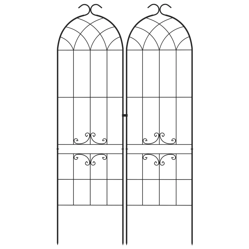 Outsunny 2 Pcs Garden Trellis for Climbing Plants, Outdoor Metal Trellis Plant Support Trellises for Patio, Lawn, Backyard